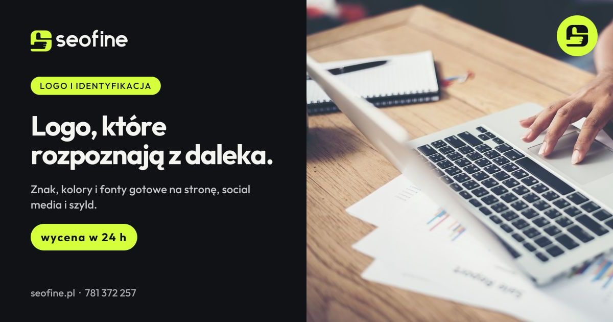 Projekt logo i identyfikacji wizualnej w Seofine: znak, kolory i fonty dla firmy