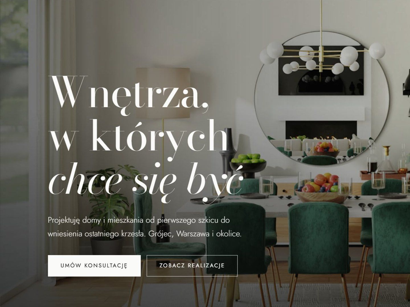 Strona Studio projektowania wnętrz: strona portfolio